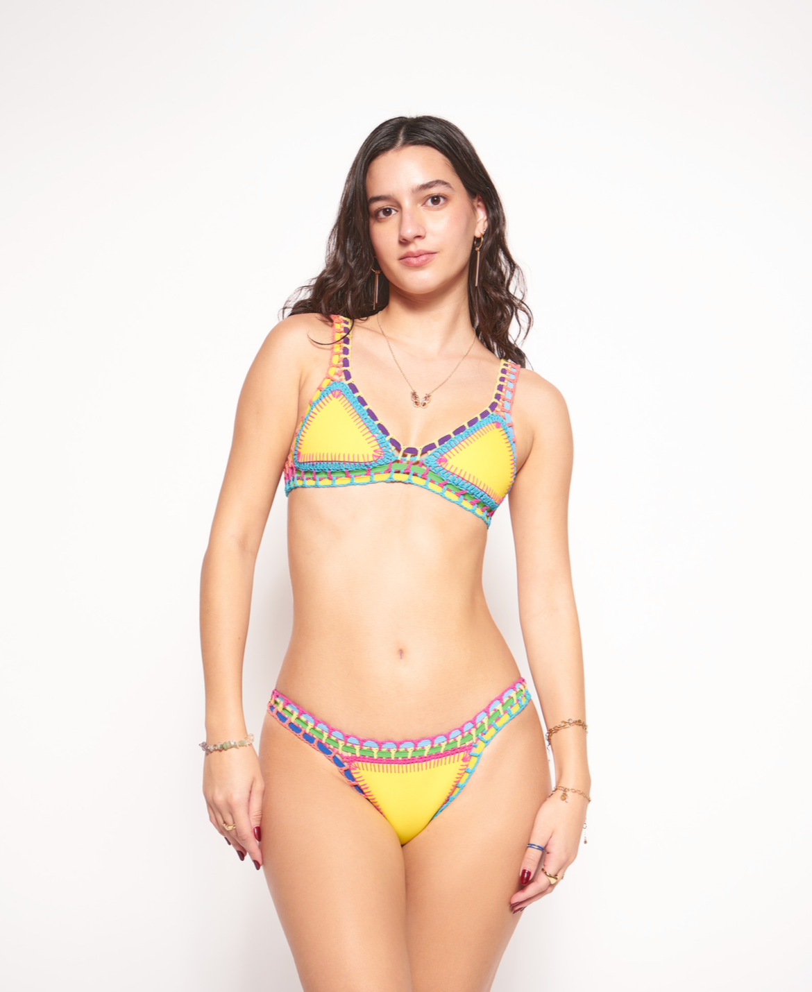 Folklor | Bikini Crochet Amarillo Reversible a Blanco