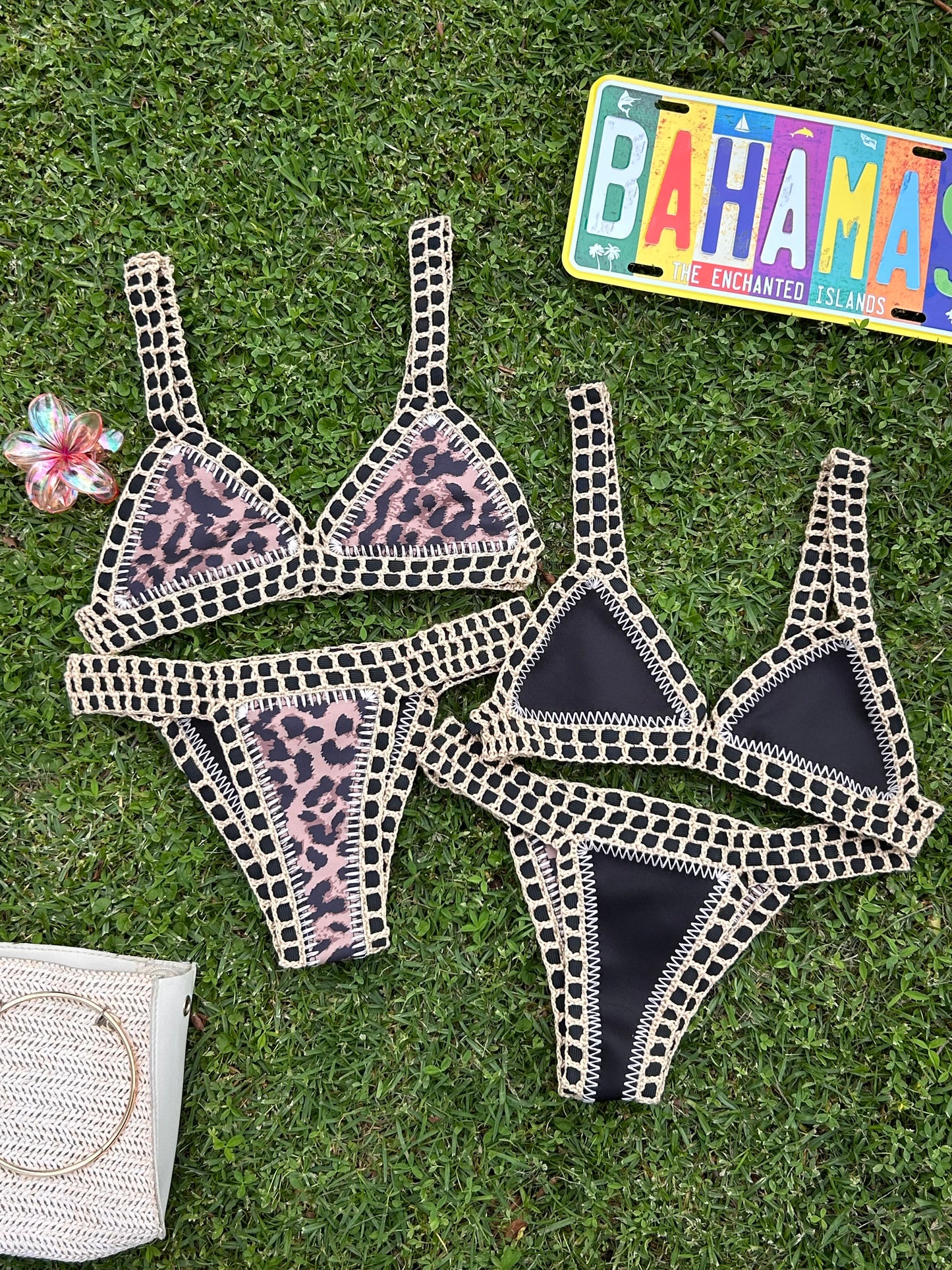 Folklor | Bikini Crochet Animal Print Reversible a Negro (Última pieza talla S)