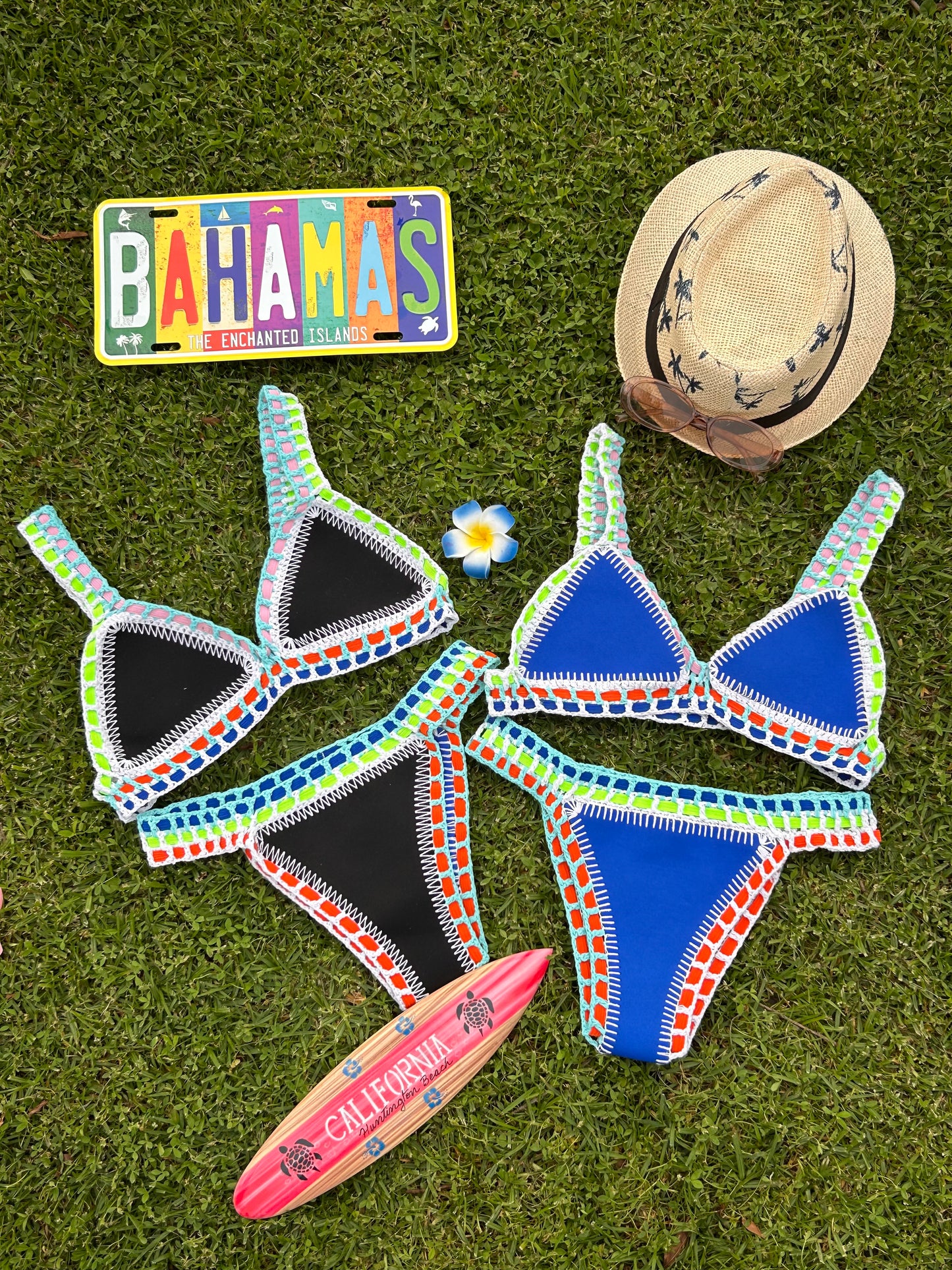 Folklor | Bikini Crochet Azul Reversible a Negro